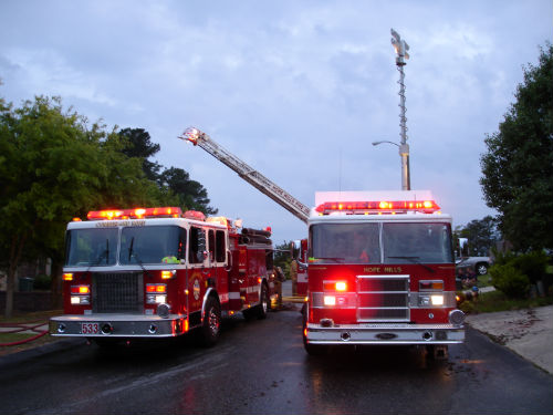 Two trucks at the Obmont House Fire